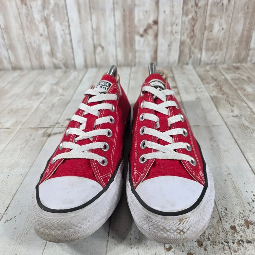 Converse Chuck Taylor All Star Low Top Red Canvas Sneakers Womens 10 Mens 8 - Picture 3 of 7